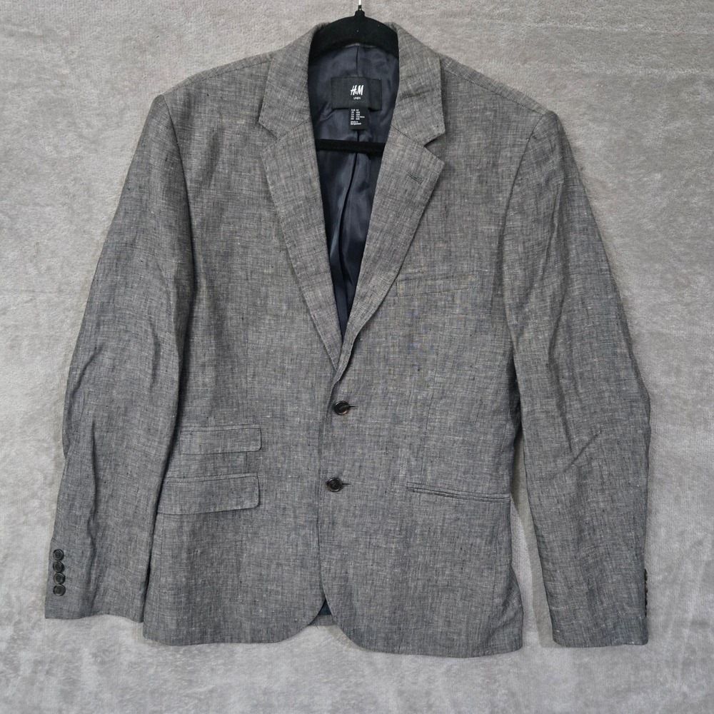 H&M Linen Blazer Mens 40R Lightweight Wedding Suit Work Preppy Neutral  Office